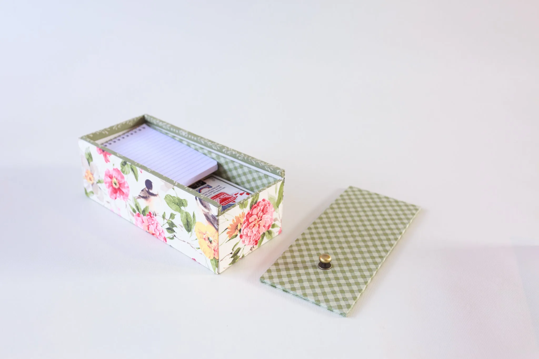 Sliding lid fabric box medium DIY kit, cartonnage kit 230a