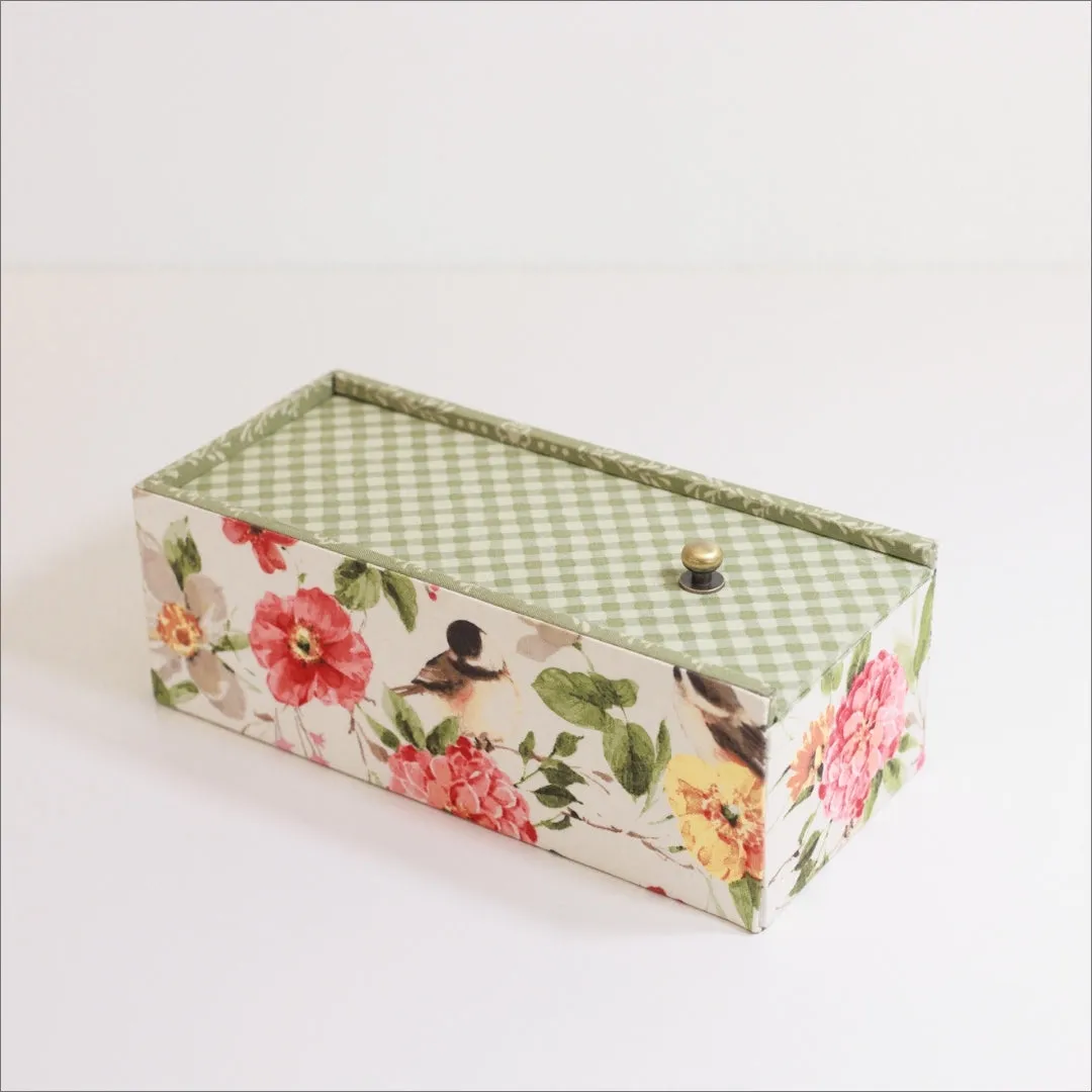 Sliding lid fabric box medium DIY kit, cartonnage kit 230a