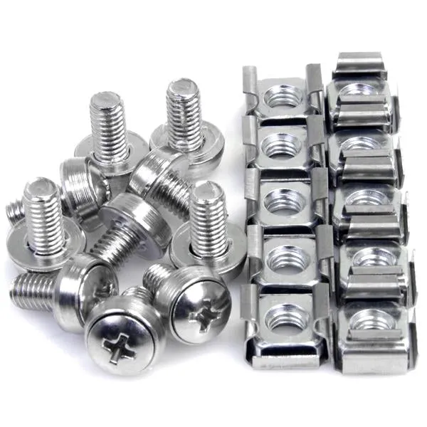 Startech.Com M6 Screws And Cage Nuts - 50 Pack - M6 Mounting Screws And Cage Nuts For Server Rack And Cabinet - Silver (