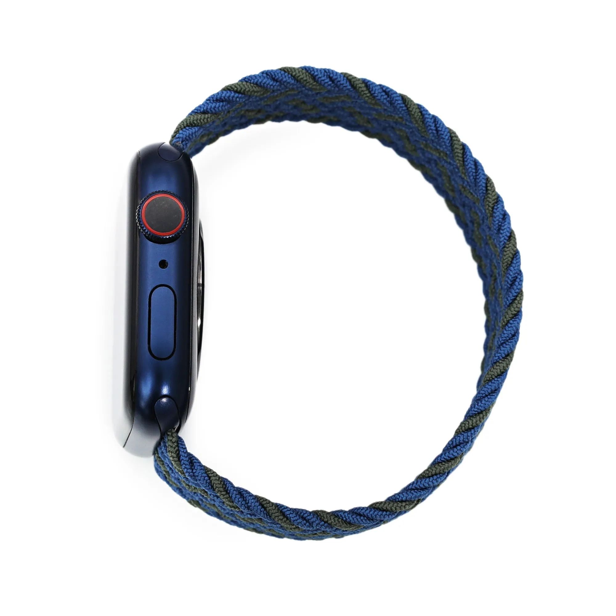 Stretchable Navy-Green Solo Loop Braided Watch Band compatible with Apple Watch 44mm / 42mm models