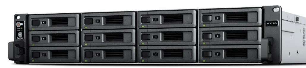 Synology Rackstation Rs2423rp  Nas/Storage Server Rack (2U) Amd Ryzen V1780b 8 Gb Ddr4 Diskstation Manager Black, Grey