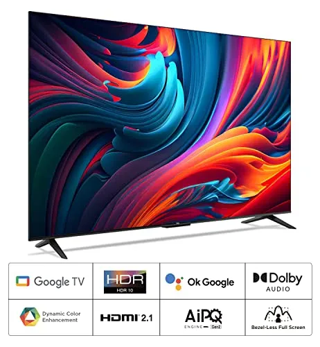 TCL 164 cm (65 inches) Bezel-Less Full Screen Series Ultra HD 4K Smart LED Google TV 65P635 Pro (Black)