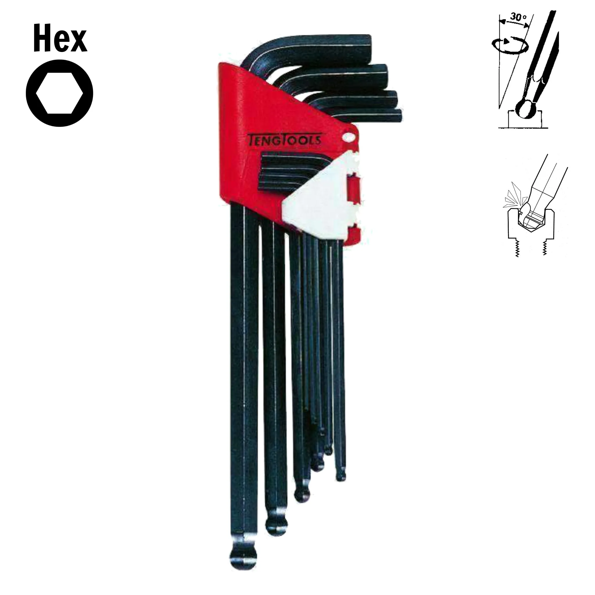 Teng Tools 9 Piece Black Metric Ball Point Hex Key / Allen Wrench Set (1.5mm - 10mm) - 1479MM