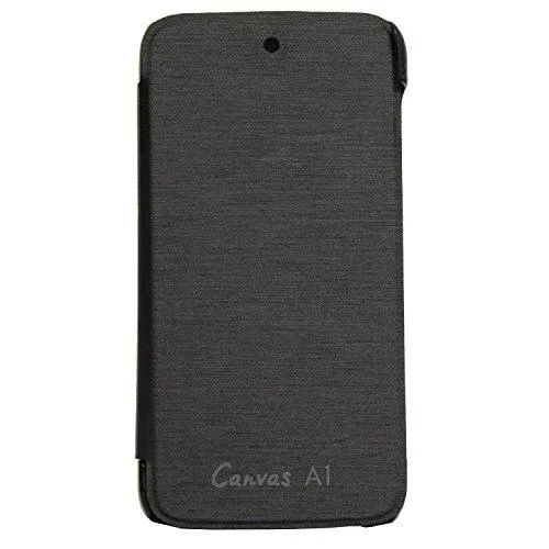 Totelec Leather Diary Style Flip cover case for Micromax Canvas A1 Android One,Black