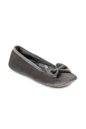 Totes Sparkle Velour Ballet Womens Slippers - Grey