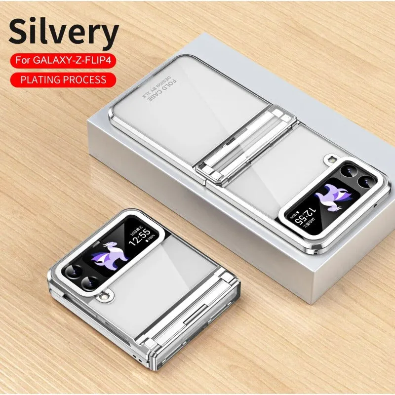 Transparent Electroplating Phantom Hinge Phone Case For Samsung Galaxy Z Flip 5 4