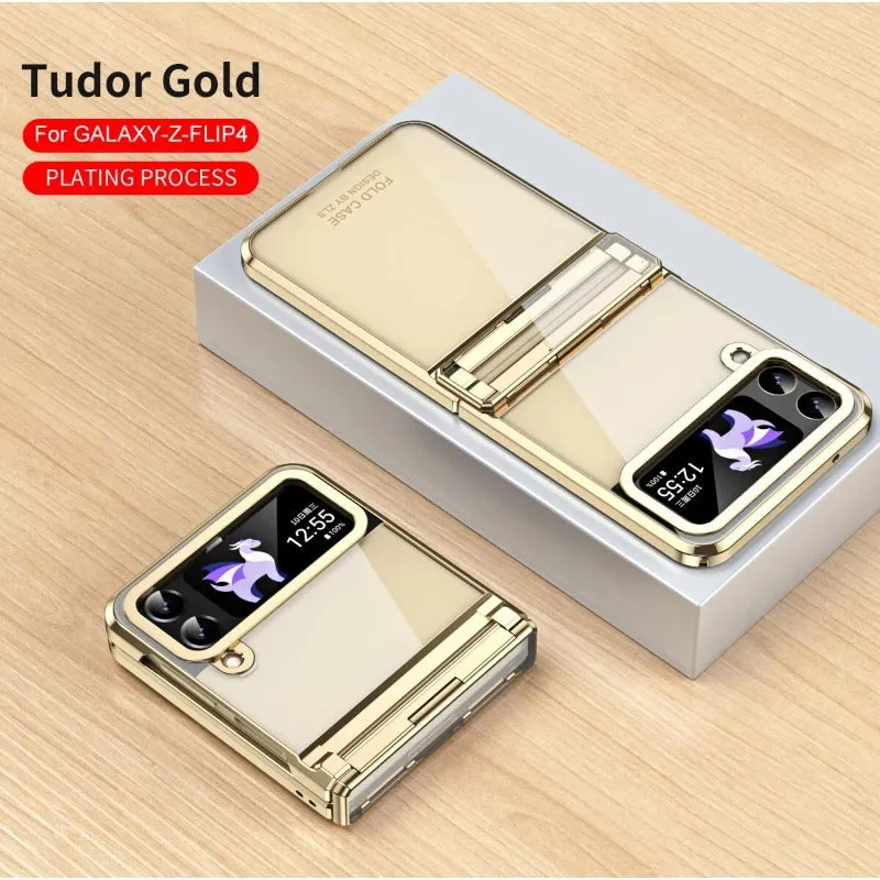 Transparent Electroplating Phantom Hinge Phone Case For Samsung Galaxy Z Flip 5 4