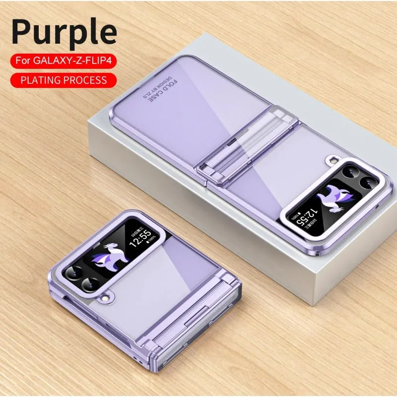 Transparent Electroplating Phantom Hinge Phone Case For Samsung Galaxy Z Flip 5 4