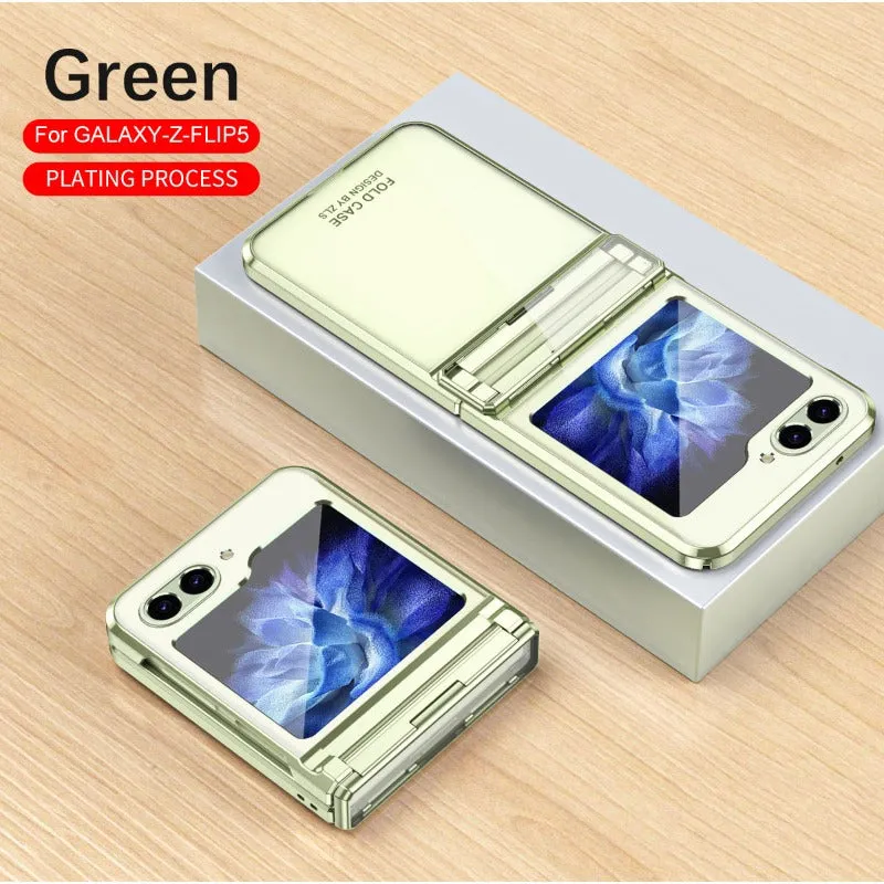 Transparent Electroplating Phantom Hinge Phone Case For Samsung Galaxy Z Flip 5 4