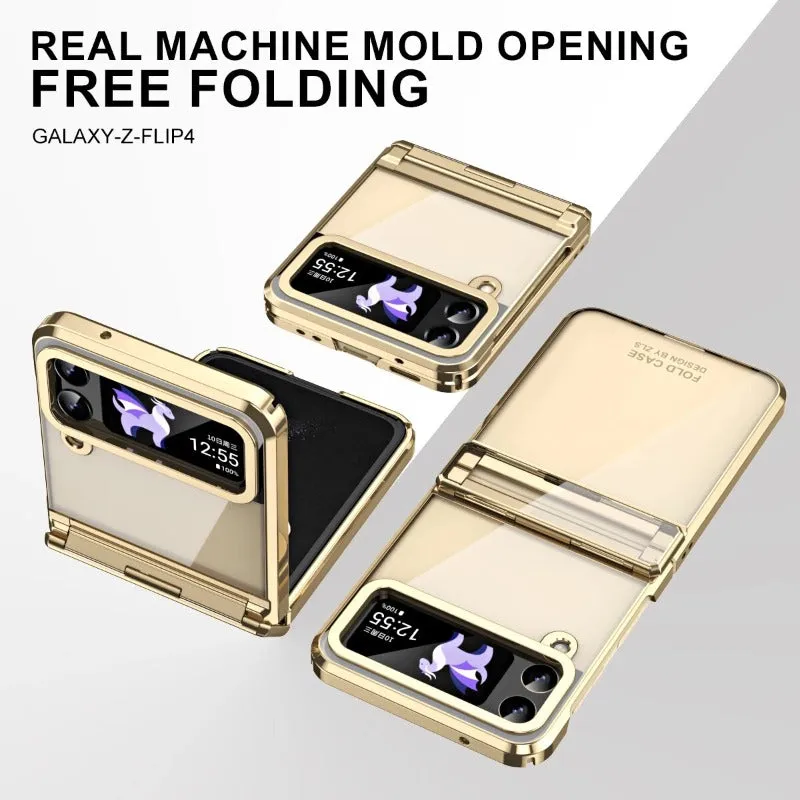 Transparent Electroplating Phantom Hinge Phone Case For Samsung Galaxy Z Flip 5 4