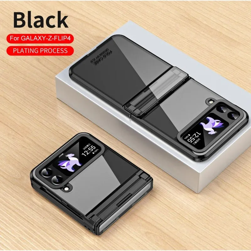 Transparent Electroplating Phantom Hinge Phone Case For Samsung Galaxy Z Flip 5 4