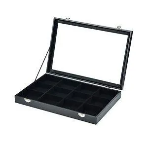 Twelve Compartment Jewellery Display Case With Glass Window