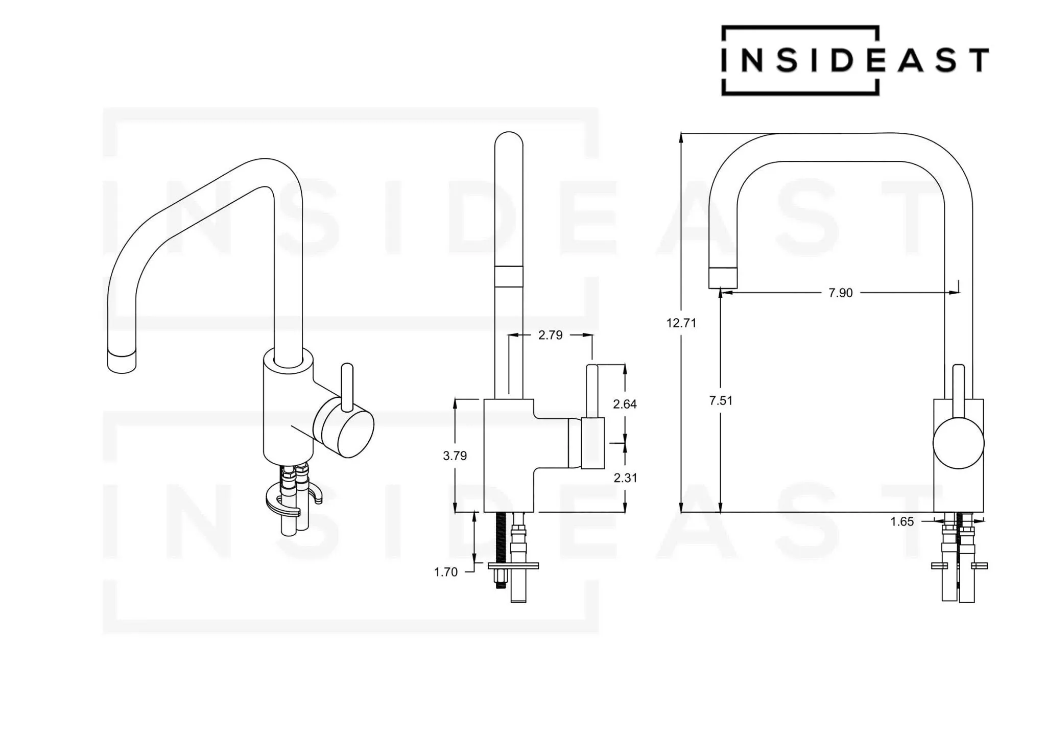 Unlacquered Brass Single Hole Kitchen Mixer Tap, Brass Single Handle Island Faucet