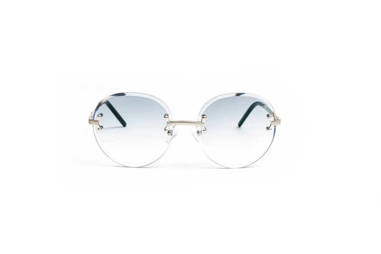 VINTAGE CLASSIC C Silver Sunglasses, Gradient Grey Lenses