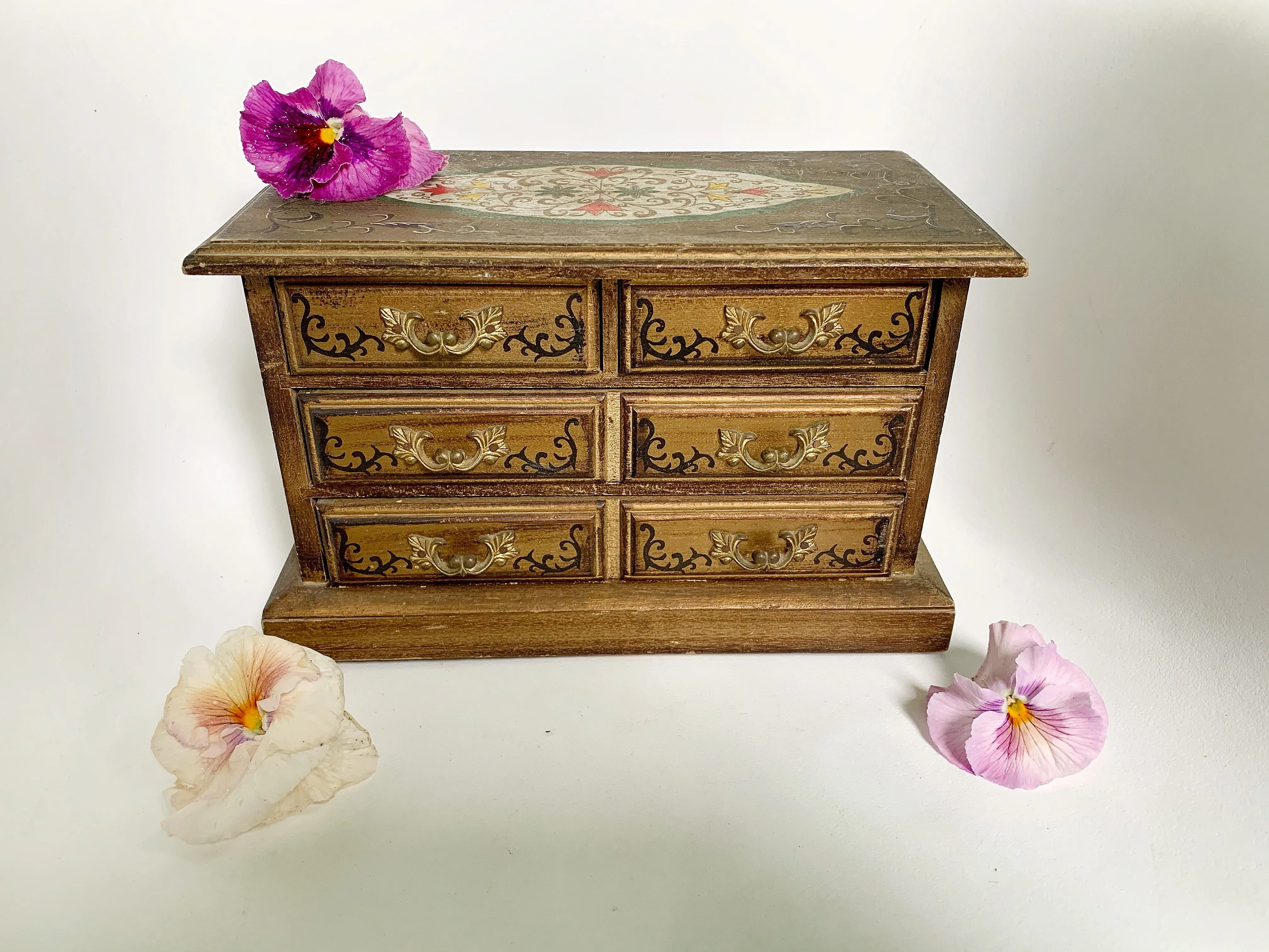 Vintage Florentine Wood Jewelry Box