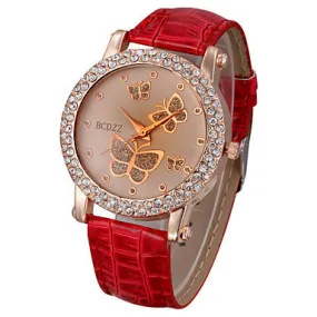 Women's Watch Diamante Butterflies Pattern Dial