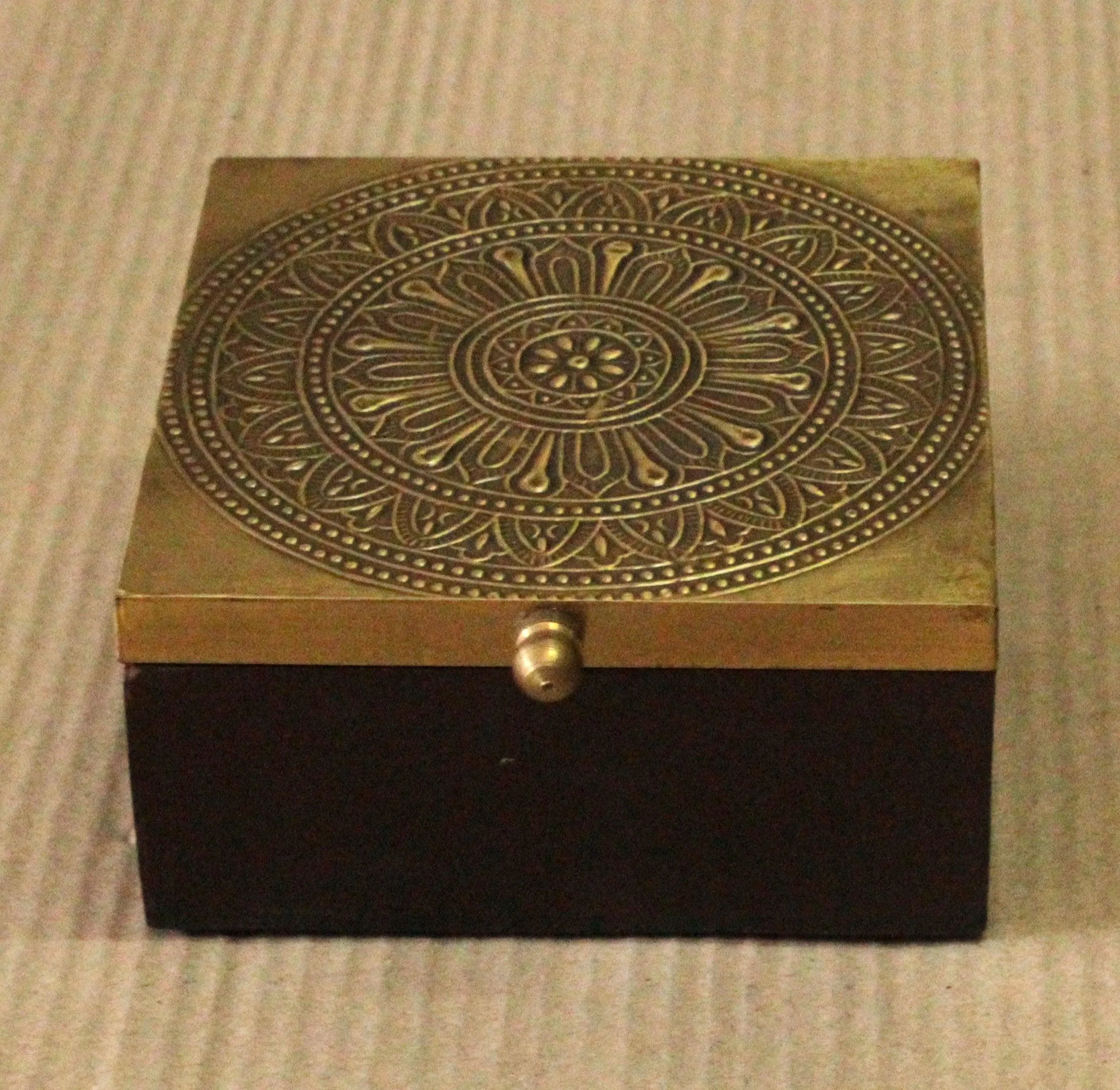 Wooden Coaster Box with Brass Fittings - Stylish Organization for Your Tabletop