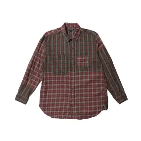 Work Shirt - Olive/Red Cotton Smoky Plaid