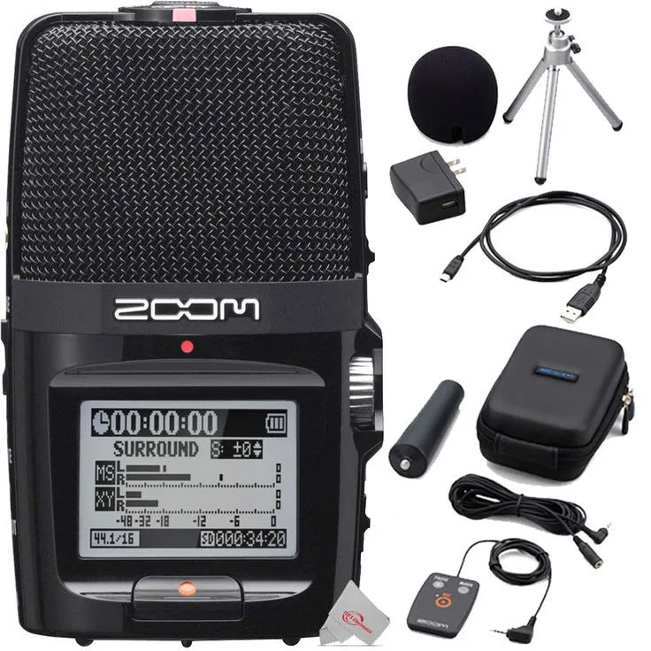 Zoom H2n ext 2-Input / 4 Track Handy Digital Audio Stereo Recorder    Zoom APH-2n Accessory Package